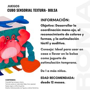 CUBO SENSORIAL DE TEXTURAS - JUEGO DIDÁTICO