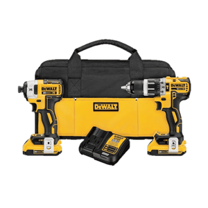 Combo Dewalt: Taladro Percutor 1/2" + Atornillador de Impacto 1/4" 20V + Esmeril Angular 4 1/2" 750W + 2 Baterias 2AH + Cargador + Maleta de Lona