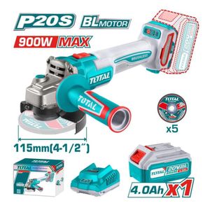 Amoladora Inalambrica 4½" Incluye Bateria y Cargador Total tagli261521