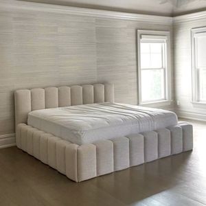 Cama Box Tarima + Cabecera Lian Beige  2 Plazas Decora
