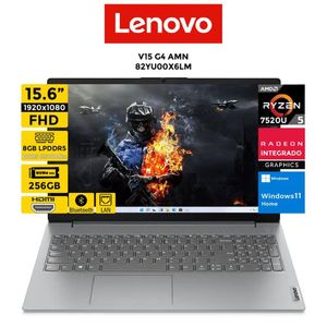 Laptop LENOVO V15 G4 AMN Ryzen 5-7520U Pantalla 156 FHD 8GB 256GB Windows11