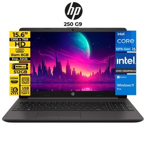 HP 250 G9 i5-1235U Pantalla 15.6" HD 8GB (EXP. 32Gb) 512GB Windows 11Pro