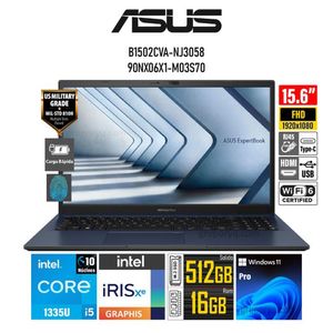 Laptop ASUS EXPERBOOK B1502CVA-NJ3457 Intel Core i5-1335U RAM 16GB SSD 512GB Pantalla 156 FHD