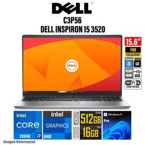 Laptop DELL INSPIRON 15 3520 Intel Core i7-1255U RAM 16GB SSD 512GB Pantalla 15.6" FHD