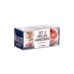 Set 3 Rollos de Sticker con diseño 3,5x3,5x3,5 cm