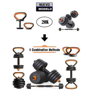 Pesas 20kg set convertible a barra y pesa rusa