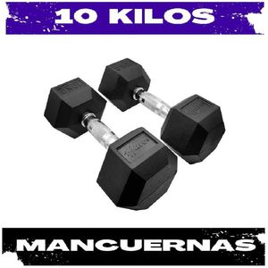 Juego de 2 Mancuernas Exagonal 10 Kilos Negro