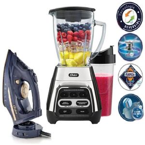 Licuadora Tecnología Reversible Negro y Plancha de vapor Oster 2 en 1