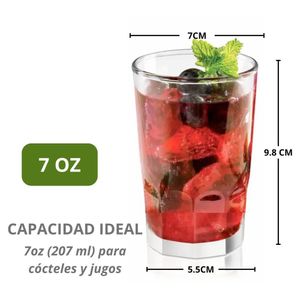 Vaso de Vidrio Cristar Nova Liso 7oz, Set 6 Vasos Cristar