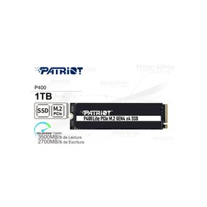 SSD M.2 PCIe Patriot P400 Lite de 1TB - Almacenamiento rápido y confiable para tu PC