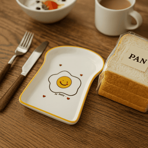 Plato en Forma de Pan con Diseño de Huevo Orange