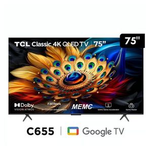 Televisor TCL QLED 75" Smart TV Ultra HD 4K Año 2024 75C655