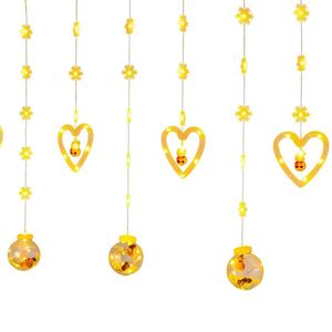 Luces Cascada Ambar Esferas Y Corazones