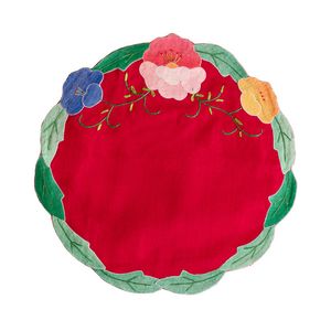 Tapete Redondo Algodón Rojo Panorama Hogar