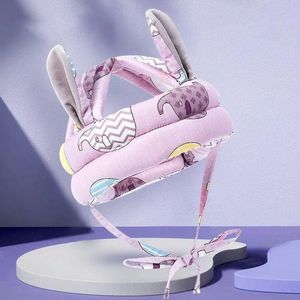 CASCO PROTECTOR CON OREJITAS ANTIGOLPES LILA BEBES NIÑOS
