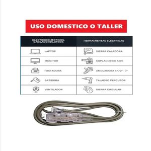 Extensión Eléctrica Vulcanizado 3 Metros x 3 Tomas GRIS