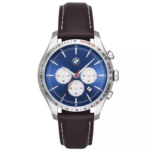 Reloj BMW BMW7000 Fecha Cronómetro Acero Inoxidable Correa Cuero Marrón Dial Azul