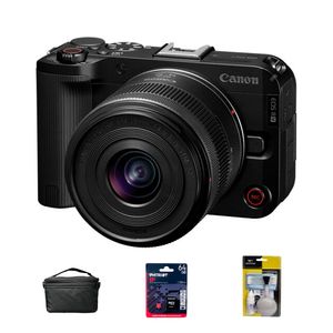 Camara Canon EOS R50 V + Lente 14-30mm f4-6.3 (Gratis: Estuche + Kit de Limpieza + Mem.64GB)