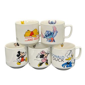 Taza Disney 5 Pzas Mickey Minnie Winnie Poo Stitch Donald 480 ml