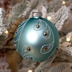 Jgo Esferas De Vidrio 6Unid Celeste 8Cm