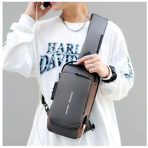 Mochila Cruzada con Clave Antirrobo Impermeable Carga Usb Dorado