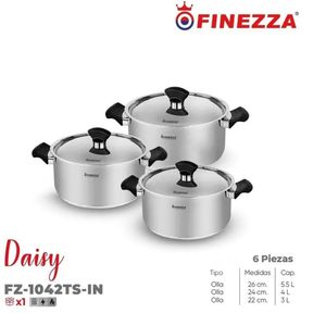 Ollas de acero 6 Pzas Finezza  (FZ-1042TS-IN)
