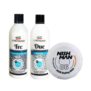Shampoo Tre + Reacondicionador Due + Cera Capilar Nishman 06