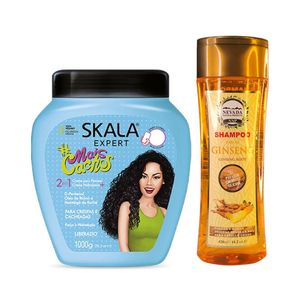 Máscara capilar Skala Mais Cachos + Shampoo de Ginseng