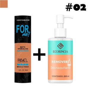 Pack Fundation Matte For Me 02 REVEL + Removedor 200 ml