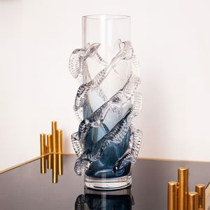 Florero Panadecor De Vidrio Estilo Murano Con Degradado Azul 28Cm