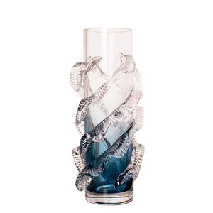 Florero Panadecor De Vidrio Estilo Murano Con Degradado Azul 28Cm
