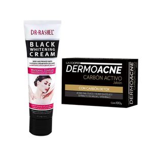 Crema Blanqueadora Corporal + Jabón Dermoacne Carbón Activo.