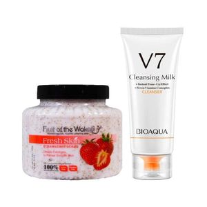Exfoliante Corporal de Fresa + Crema Limpiadora Facial de Leche