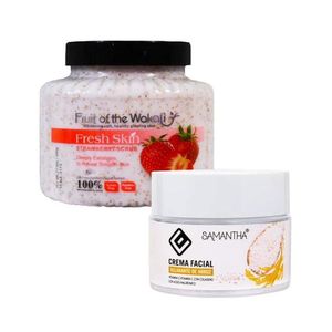Exfoliante Corporal de Fresa + Crema Facial con Extracto de Arroz