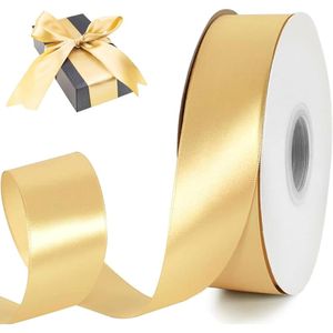 Cinta Satinada Satén de Doble Cara 4cm por 100 Metros Color Dorado