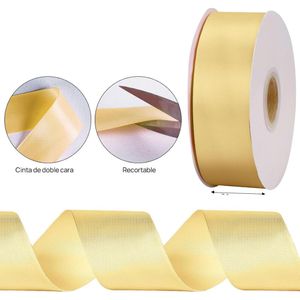 Cinta Satinada Satén de Doble Cara 4cm por 100 Metros Color Dorado