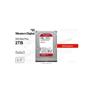 Disco duro Western Digital Red Plus 2TB SATA 3.5" 5400RPM con caché de 64MB, ideal para almacenamie
