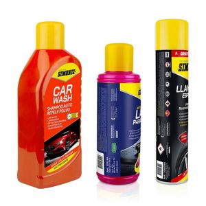 Tripack Limpieza Exteriores Simoniz: Shampoo para auto 1000ml + Aditivo Lava Parabrisas 500ml + Limpiador Removedor de Llantas 480ml