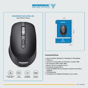 Mouse Rhapsody - MIC M704-3M Micronics Negro