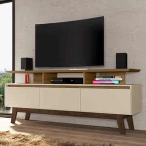 Mesa de TV Rústica Sofía color Blanco/Marrón TU MESITA 3 puertas
