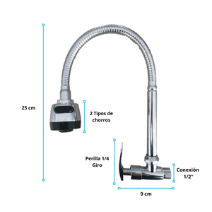 Llave Caño Corrugado Flexible para Pared Cocina C&A 126195