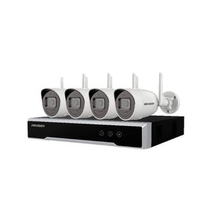 Kit de monitoreo Hikvision: NVR Wi-Fi 4 canales + 4 cámaras Wi-Fi 2 MP, seguridad avanzada.