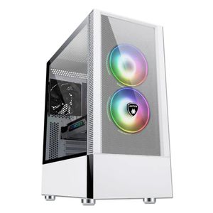 Caja Mid Tower ANTRYX RX-460 MESH ARGB blanca, diseño ventilado y luces LED personalizables