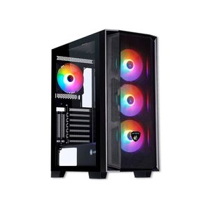 Caja Mid Tower Antryx RX-270 con 4 ventiladores ARGB, color negro y diseño moderno para gamers