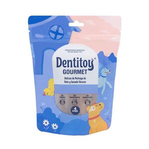 Delicias de Pechuga de Pato y Ganado Vacuno Dentitoy Gourmet Bolsa 4 unid Pack x 3