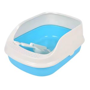 Caja de Arena Arenero para Gato con Pala Cernidora 21x52x37cm Celeste