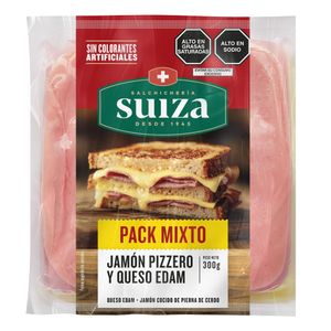 Pack Mixto Jamón Pizzero + Queso Edam SUIZA Paquete 2un Bolsa 300g