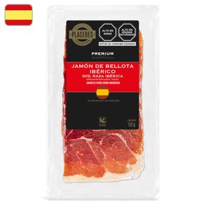 Jamón de Bellota Ibérico 50% Laminado PLACERES Paquete 50g