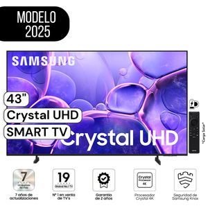 Televisor Samsung 43"  Pulg. Crystal UHD 4K Smart TV UN43U8000FGXPE Modelo(2025) - Negro