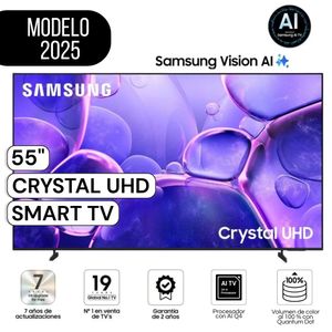Televisor Samsung 55"  Pulg. Crystal UHD UN55U8000FGXPE Smart TV Modelo 2025 - Negro
